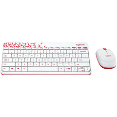 Logitech MK240 Nano Wireless Keyboard + Mouse (White-Vivid Red)